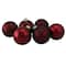 6ct. 3" Burgundy Red 2-Finish Glass Ball Ornaments